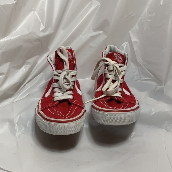 WOMEN’S Vans Off the Wall Red High Tops Size 6 - Picture 2 of 14